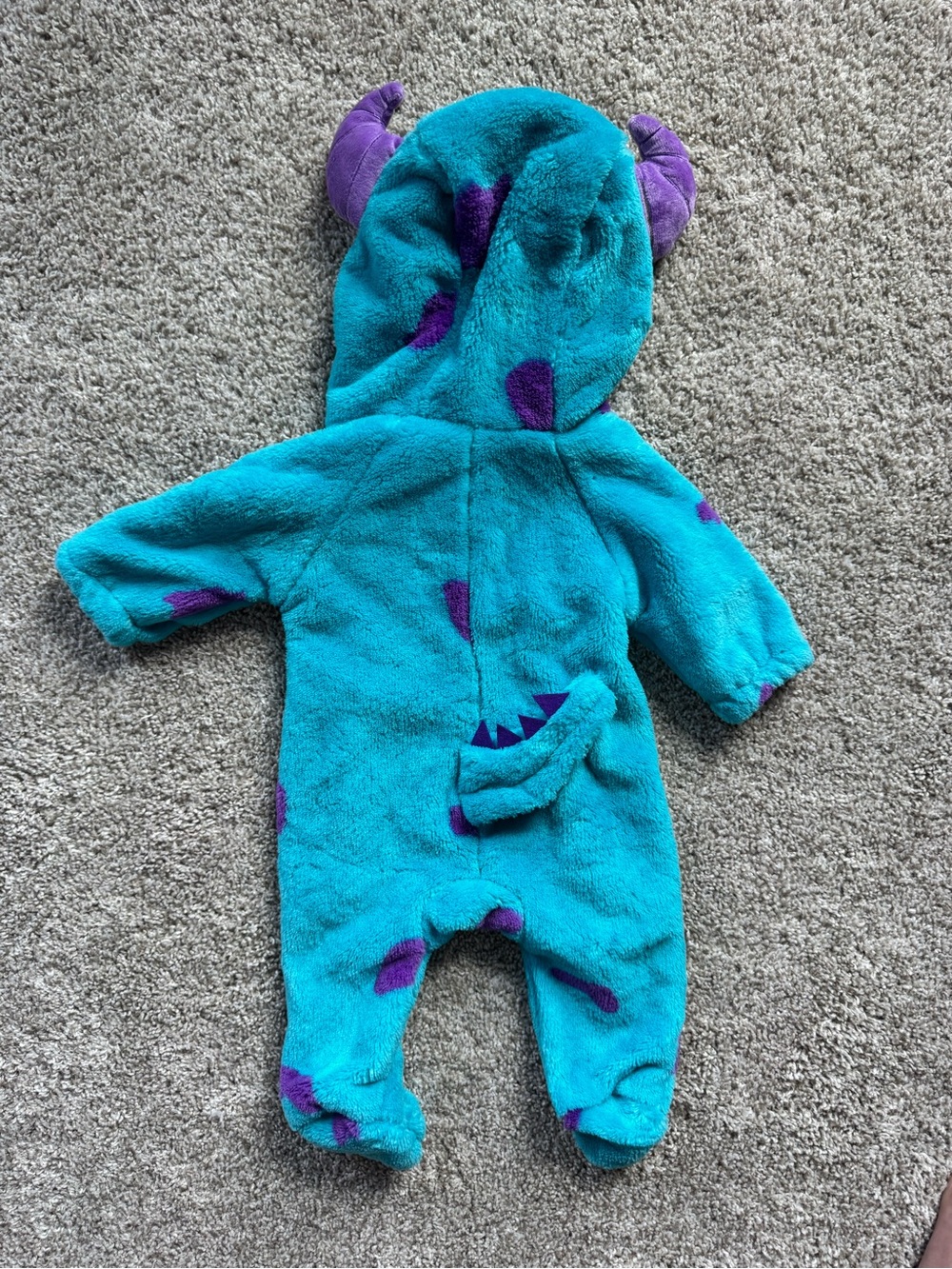 Baby Halloween Costume Sully Fleece Zip Up Bodysuit Monsters Inc Size 0-3 Months - Picture 11 of 13